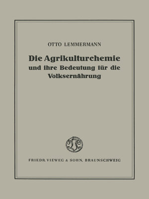 cover image of Die Agrikulturchemie und ihre Bedeutung für die Volksernährung